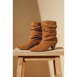 Lulus Carrie Tan Suede Slouchy Mid-calf Boots Brown - Size 10